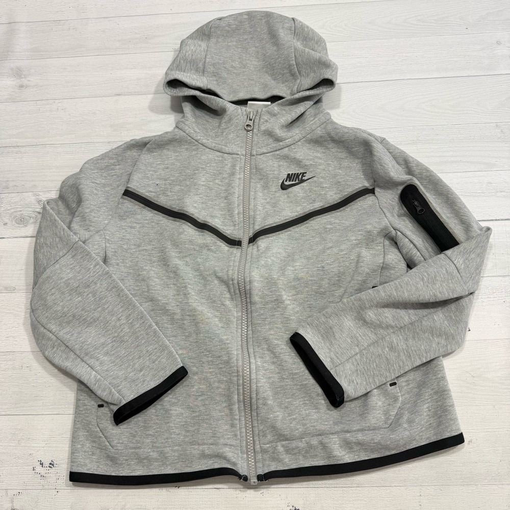 Nike‎ Tech Fleece Full-Zip Hoodie heather grey youth medium